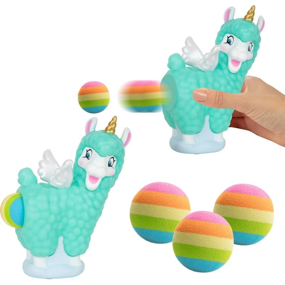 Hog Wild Llamacorn Foam Ball Popper Toy - Rainbow Pooping Unicorn Llama - Shoot Foam Balls up to 20 feet - 6 Balls Included - Age 4 
