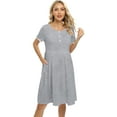 thumbnail image 6 of Women's Button Down Maternity Sleepwear Nursing Nightgown Labor/Delivery Hospital Gown Short Sleeve Breastfeeding Dress Lace Round Neck Casual Nightshirt for Women,Gray S-XXL, 6 of 6