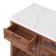 thumbnail image 5 of Christopher Knight Home 55.7" Kitchen Island Table with Glass Front and 6 Drawers, Marble Top, Brown, 5 of 13