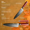 thumbnail image 2 of wonhag Damascus Chef Knife 67-Layer VG10 Stainless Steel 8 Inch Chef Knife Meat Cleaver G10 Red Handle Gift Box, 2 of 5