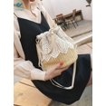 thumbnail image 5 of Deago Straw Handbags Women's Summer Beach Straw Bucket Tote Bag Straw Woven Handbag Lace Crossbody Shoulder Bag Purse (Leaves Pattern), 5 of 9