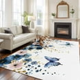 thumbnail image 2 of 5'x7' Area Rugs, Navy Blue Spring Floral Indoor Outdoor Area Rug for Living Room Bedroom, Farmhouse Butterfly Watercolor Washable Bathroom Rugs Kitchen Floor Carpet Mats Home Decor Aesthetic, 2 of 8