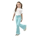 thumbnail image 3 of LRen Girls Outfits Size 10-12, Girl's 2 Piece Bow Print Outfit Short Sleeve Graphic Tees Shirt and Flare Pants Cozy Clothes Set,Mint Green,9-10 Years, 3 of 6