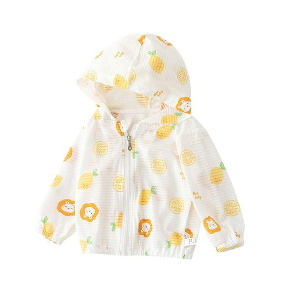 Toddler Girls Cotton Sun Hoodie Long Sleeve Zipper Cute Jacket Lightweight Sun Protection Shirts Summer 18 M