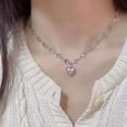 thumbnail image 1 of New  Niche Necklace Creative Personalized Light Luxury Advanced Split Love Micro Zircon Sweet  Necklace, 1 of 6