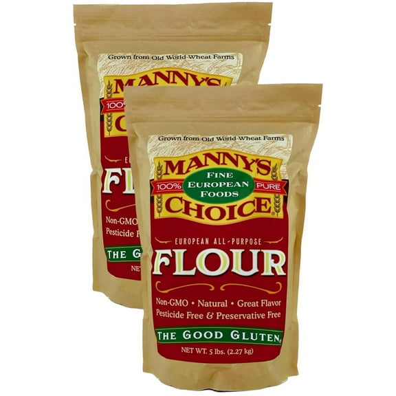 Manny's Choice Natural All Purpose Unbleached Italian Artisan Wheat Flour Type 0 for Baking 5 lb (Pack of 2) 10 lb Total | Bread Flour | Cake Flour | Pizza Flour | Pasta Flour | Pastry Flour