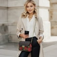 thumbnail image 2 of Pzuqiu Poinsettia Women Leather Crossbody Bag Metal Chain Strap Craftsmanship Small Leather Crossbody Bags for Women Soft Vintage Functional for Daily Life Shopping, 2 of 7