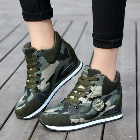

XIAQUJ Leisure Women s Camouflage Travel Soft Sole Wedges Comfortable Lace up Shoes Outdoor Shoes Runing Fashion Sports Sneakers Women s Fashion Sneakers Army Green 6.5(37)