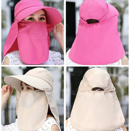 Women Sun Hats with Face Neck Cover Shawl UV Protection Hat cap ...