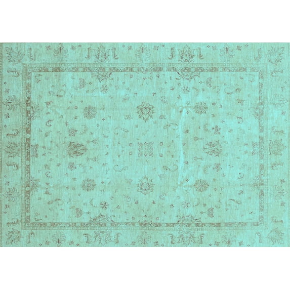 Ahgly Company Indoor Rectangle Oriental Light Blue Traditional Area Rugs, 2' x 4'