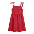 thumbnail image 6 of Babcutegg Cute Solid Color Sleeveless Casual Dress With Functional Pocket And Tiered Ruffle Skirt For Girls Red Size 7, 6 of 9