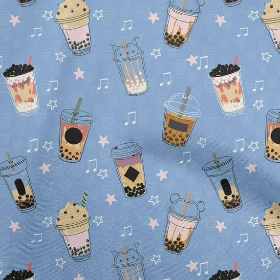 oneOone Viscose Jersey Dusty Blue Fabric Ice Cream Diy Clothing Quilting Fabric Print Fabric By Yard 60 Inch Wide