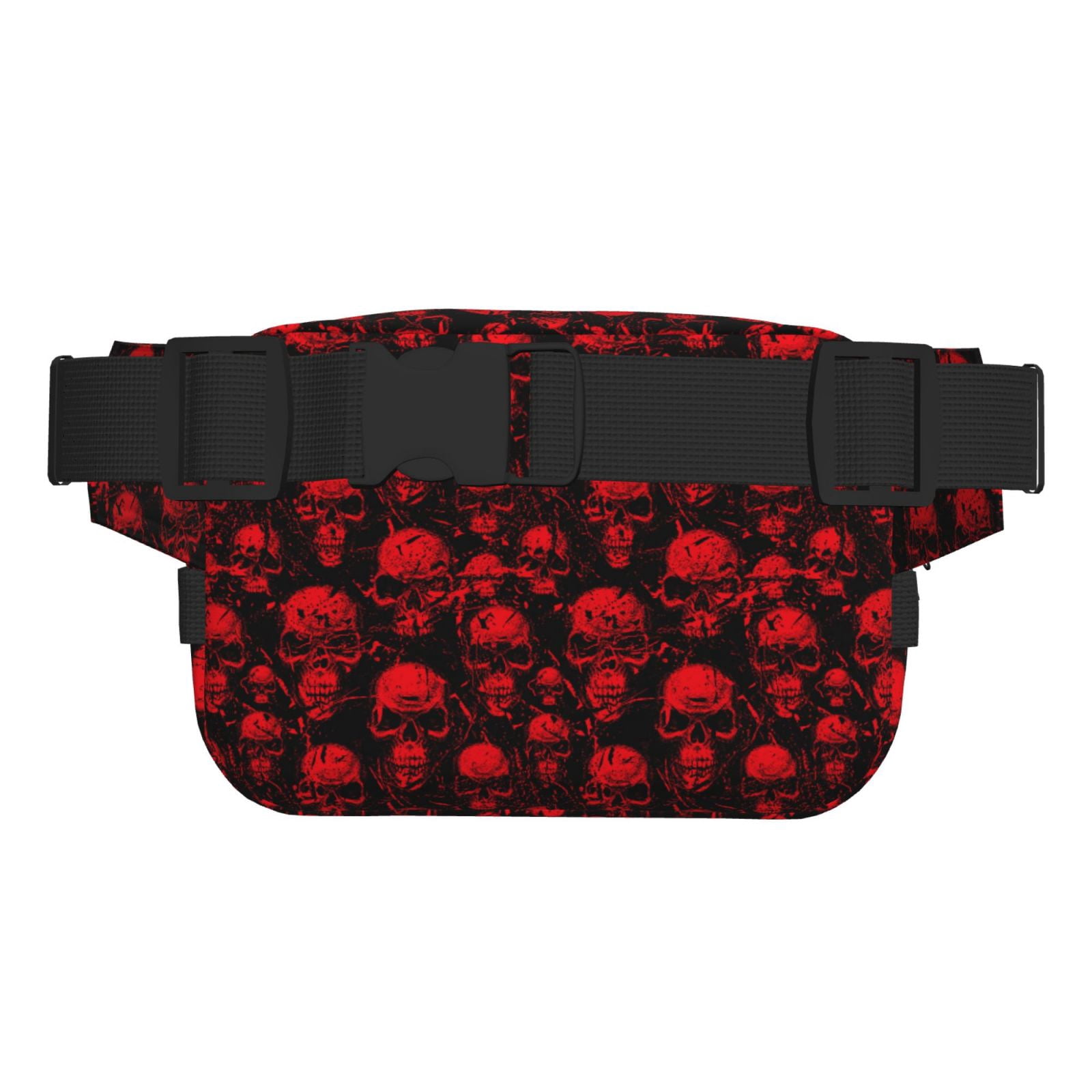 Hirioo Red Skulls for Double Layer Waist Bag Adjustable Fanny Pack For Travel Running Hiking