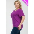thumbnail image 3 of Saronite Basics Short Sleeve Round Neck Soft Classic T-shirt Top, Dahlia (Women's Plus), 3 of 5