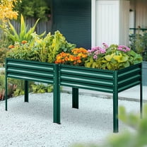 KING BIRD Raised Garden Bed with Legs Galvanized Large Elevated Planter Box for Backyard, Patio, Balcony, 600lb Capacity, Green 70.9x22.8x31.5 in