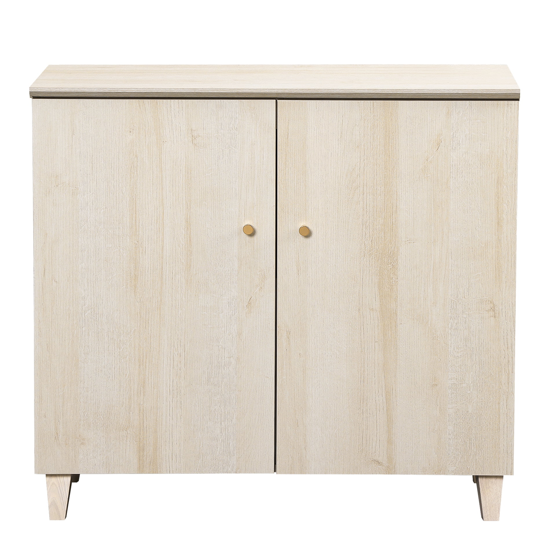 Sideboard Buffet Cabinet with 12 Compartments, 142" Wide, Light Oak Wood Finish