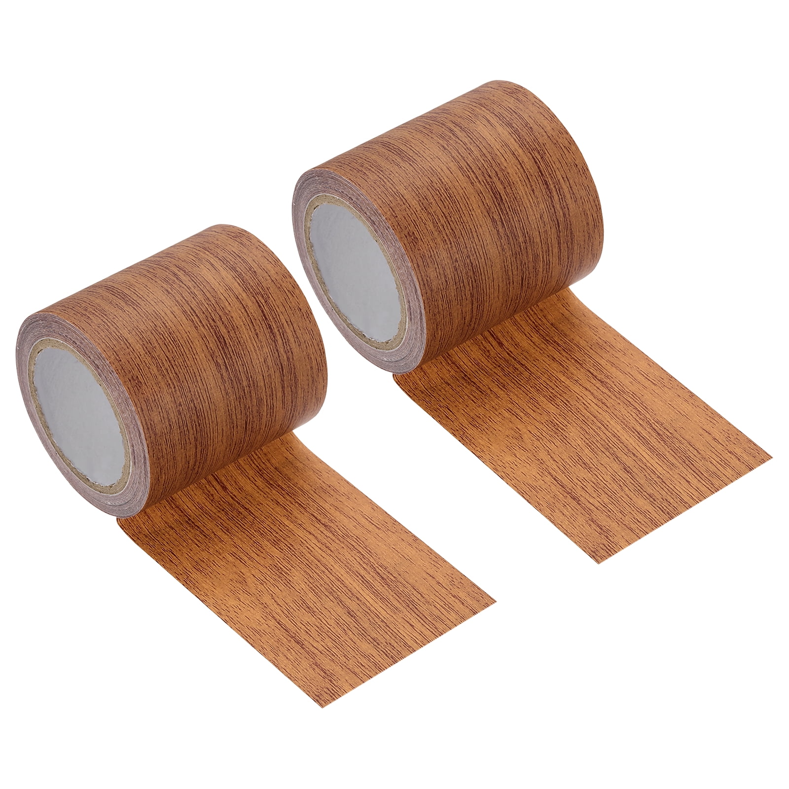 Uxcell 2 Pack Wood Grain Repair Tape 57mm x 4.57m Self Adhesive Wood Grain Colored Duct Tape Waterproof Repair Patch for Furniture Floor Scratch Fix Baseboards DIY Decor Chocolate Oak