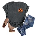 thumbnail image 4 of Halloween Shirts for Women T-Shirts Womens Fall Pumpkin T Shirts Funny Short Sleeve Halloween Graphic Tees Tops Gray L, 4 of 7