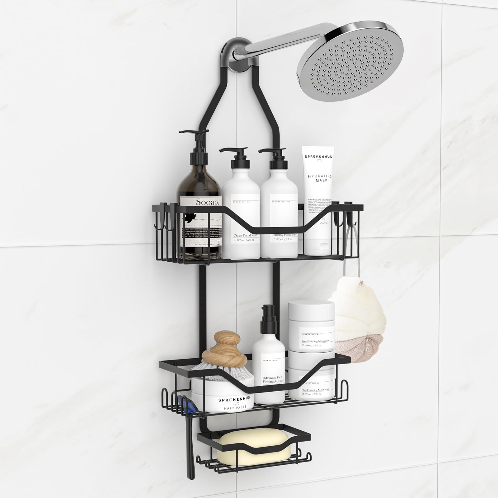Goaxuzt Shower Caddy Over Shower Head Hanging Organizer No Drilling ...