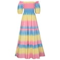 thumbnail image 3 of Robes Bohèmes à Fleurs pour Femmes, Épaules Dénudées, Fluides, Ligne A, Plage, Fête, Robe Maxi, Robes de Retour à la Maison, 3 of 7