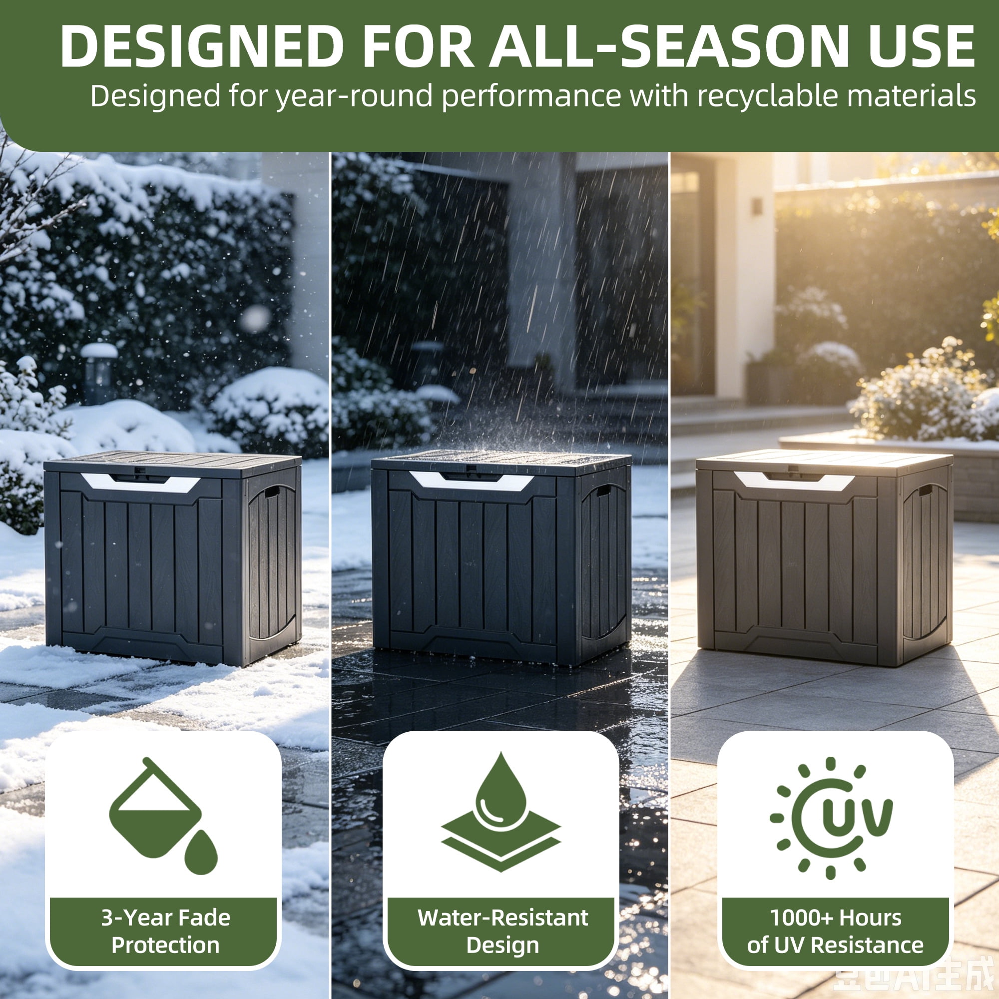 Uforic 2 Pack 31 Gallon Weatherproof Deck Boxes, Lockable Resin Outdoor Storage Bins for Patio Cushions Garden Tools, Black