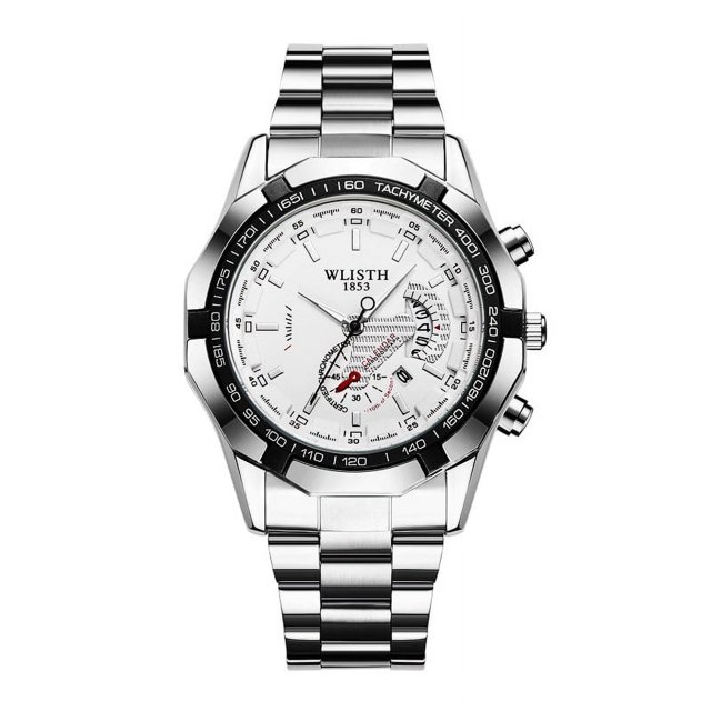 Reloj informal de hombre con banda de acero para calendario de esfera grande