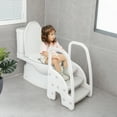 thumbnail image 2 of Gymax Three-Step Stool for Toddlers Children Step up Leaning Helper w/Safety Handles Grey, 2 of 10