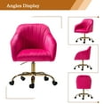 thumbnail image 3 of Velvet Office Desk Chair Makeup Vanity Table Chairs Adjustable Armchair Gold Legs Fushia, 3 of 12