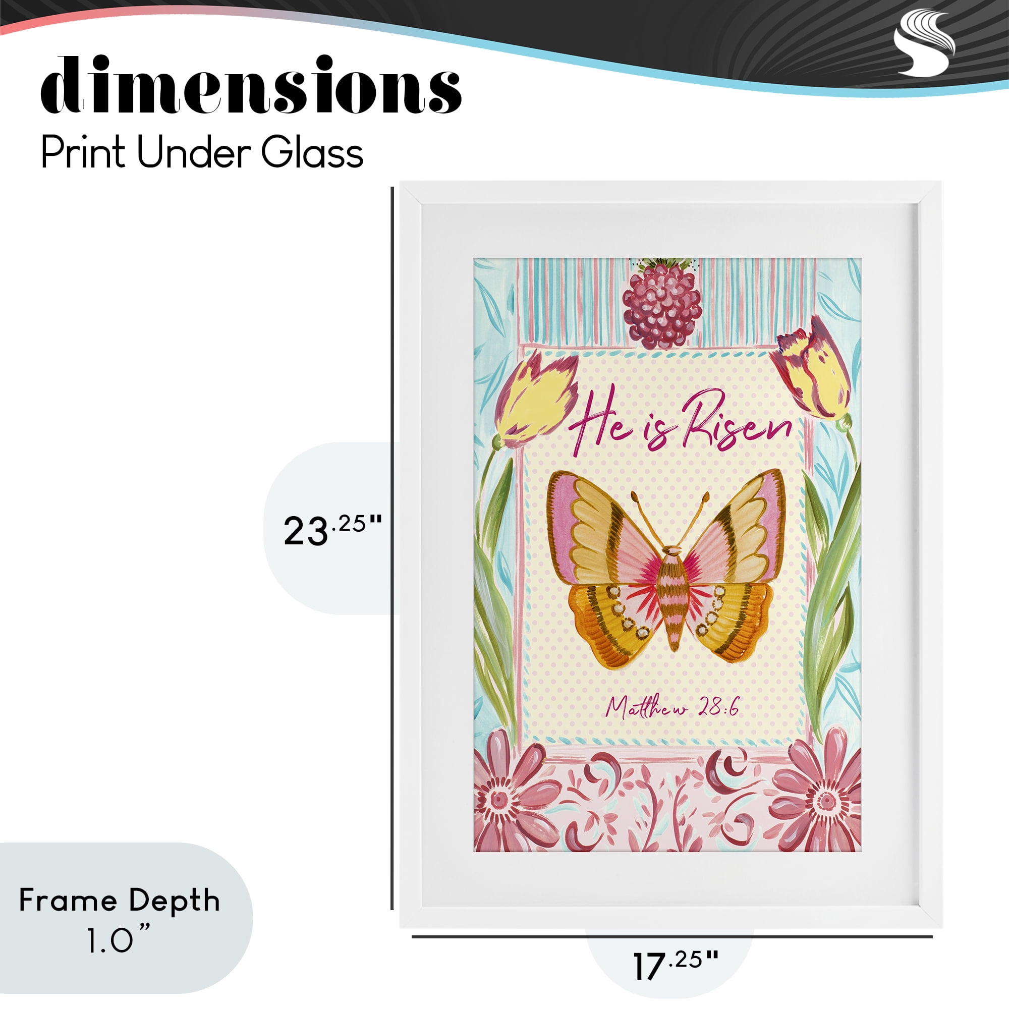 Stupell Industries He Is Risen with Butterfly White Framed Print Under Glass, design by Ani Del Sol
