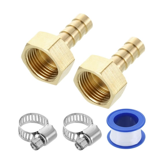 2Pcs Brass Hose Barb Fittings, 5/16" Barb x G3/8" Female Thread Hose Connector