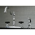 thumbnail image 2 of Kingston KB1751PKXBS Duchess Two-Handle 4-Hole 8" Centerset Kitchen Faucet with Brass Sprayer in Polished Chrome, 2 of 7