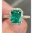 thumbnail image 2 of Stunning 3 Ctw Vivid Green Emerald Ring 925 Sterling Silver Ring, 2 of 5