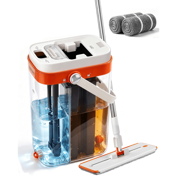SOPAMI 3-Tank Flat Mop and Bucket System with Wringer