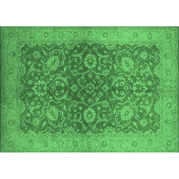 Ahgly Company Indoor Rectangle Oriental Emerald Green Industrial Area Rugs, 5' x 7'