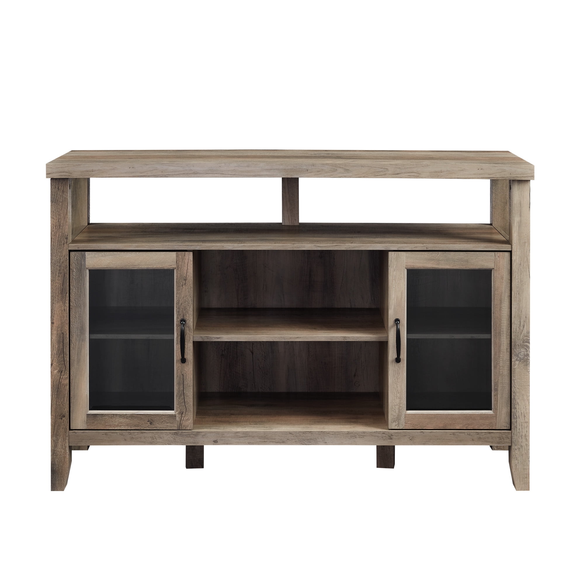 Walker Edison Rustic Glass Door Tall Buffet TV Stand for TVs up to 58", Grey Wash