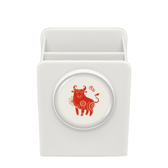 Year Of Ox Animal China Zodiac Red Desk Pencil Holder Cup Pen Organizer