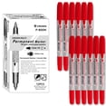 thumbnail image 1 of [Crown] Marqueurs Permanents à Pointe Jumelle m, Rouge, Balle Pointe Jumelle, 12 Unités, 1 of 6