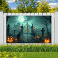 thumbnail image 2 of Black Cat Halloween Banner Spooky Graveyard Gothic Gate Decor for Outdoor Events Holiday Parties Night Celebrations, 2 of 9