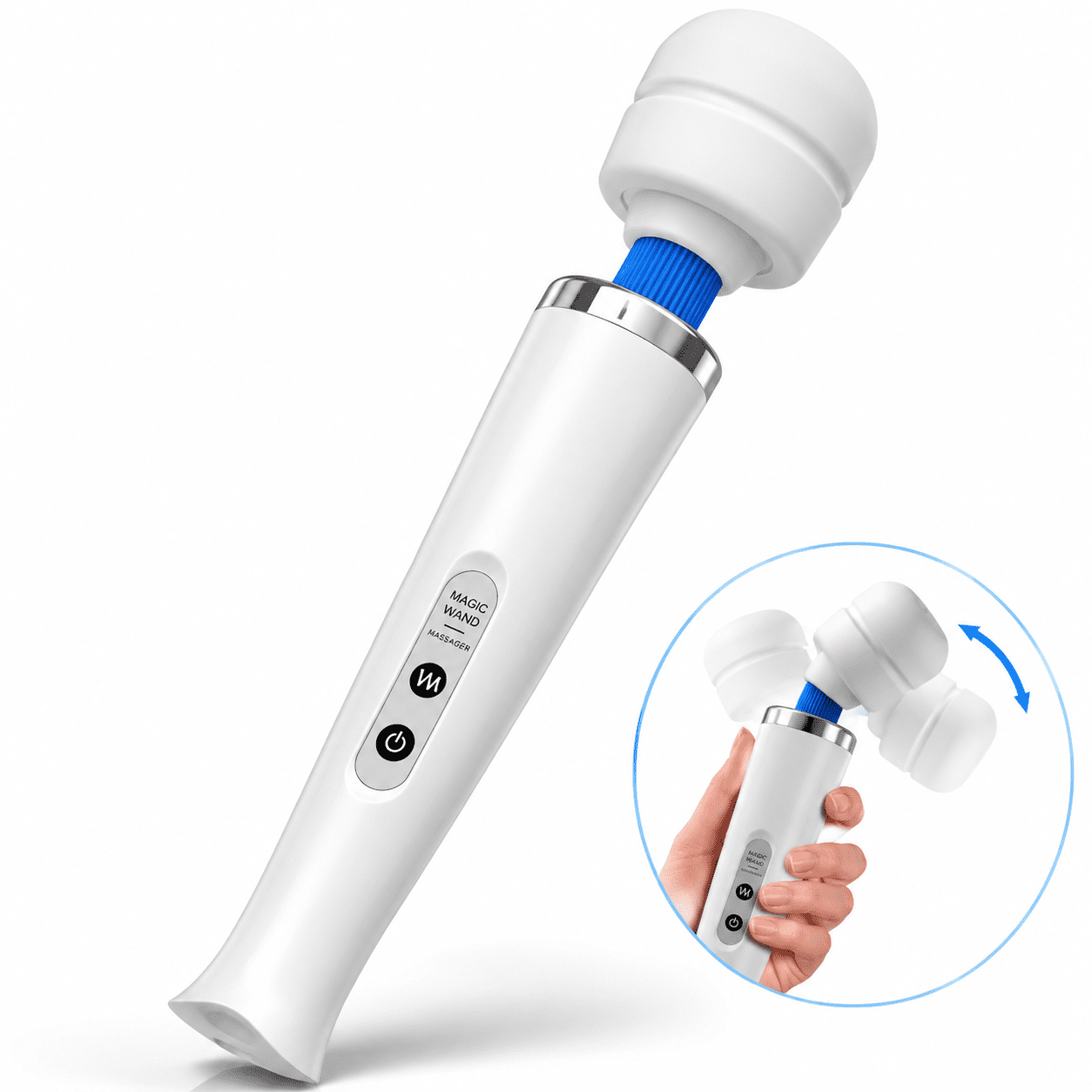 Artrylin Cordless Wand Massager, Large Powerful Handheld Body Massager with 10 Speeds, USB Rechargeable Magic Massage Wand for Back Neck Shoulder, White