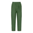 thumbnail image 5 of Linen Pants for Women, Elastic Waist Casual Spring Lounge Pants Soft Straight Leg Cropped Trouser with Pockets, 5 of 6