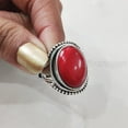 thumbnail image 5 of Natural Red Coral Ring, Woman's Coral Ring, Coral April Birthstone, Bohemian Band, 925 Sterling Silver, Womens Ring, Christmas, Thanksgiving, Handmade, Statement Jewelry, Natural Gemstone Ring, 5 of 6