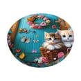 thumbnail image 1 of Balery Whimsical Cats and Flowers Scene Fundas de asiento para taburete de bar redondo de tela de terciopelo ajustables que protegen de arañazos y manchas para sillas de 14 a 17 pulgadas.-14 inch, 1 of 7