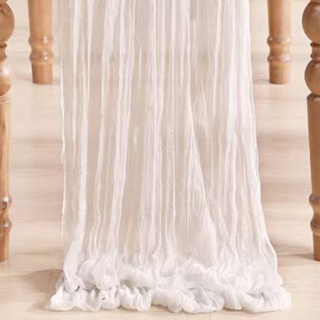 Matoen12 Cheese Cloth Table Runner 35 x 157 Inches Gauze Table Runner Boho Rustic Decorations for Wedding Decor Reception Bridal Shower Holiday Party, White