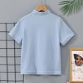 thumbnail image 6 of FINALGANG Boys Kids Casual Solid Color Short Sleeve Polo Shirt Stand Collar With Placket Button Regular Fit Top For Spring Summer Daily Wear Sky Blue 9-10 Years, 6 of 6