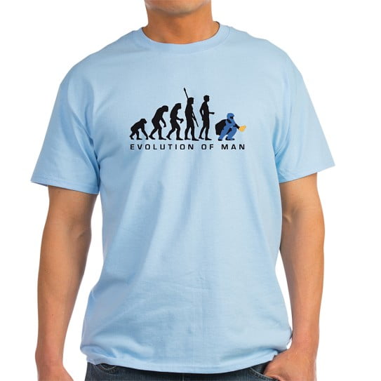 CafePress - Evolution Baseball Catcher B 3C T Shirt - Men's Classic Cotton T-Shirts