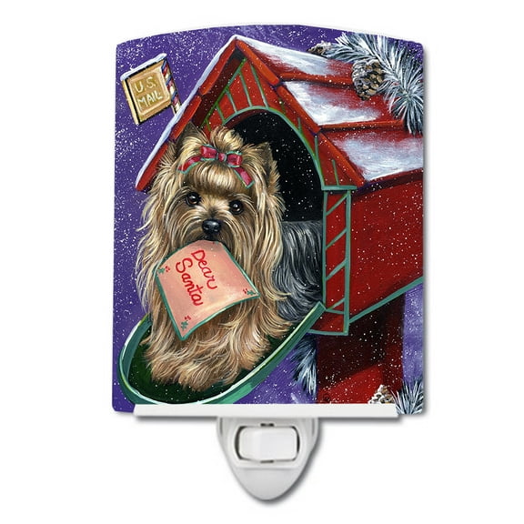 Caroline's Treasures PPP3140CNL Yorkie Christmas Letter to Santa Ceramic Night Light, 6x4x3", multicolor