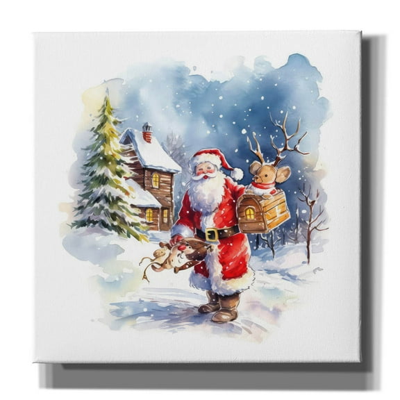 Epic Graffiti 'Jolly Santa' by The Golden Valley Canvas Wall Art, 37" x 37"
