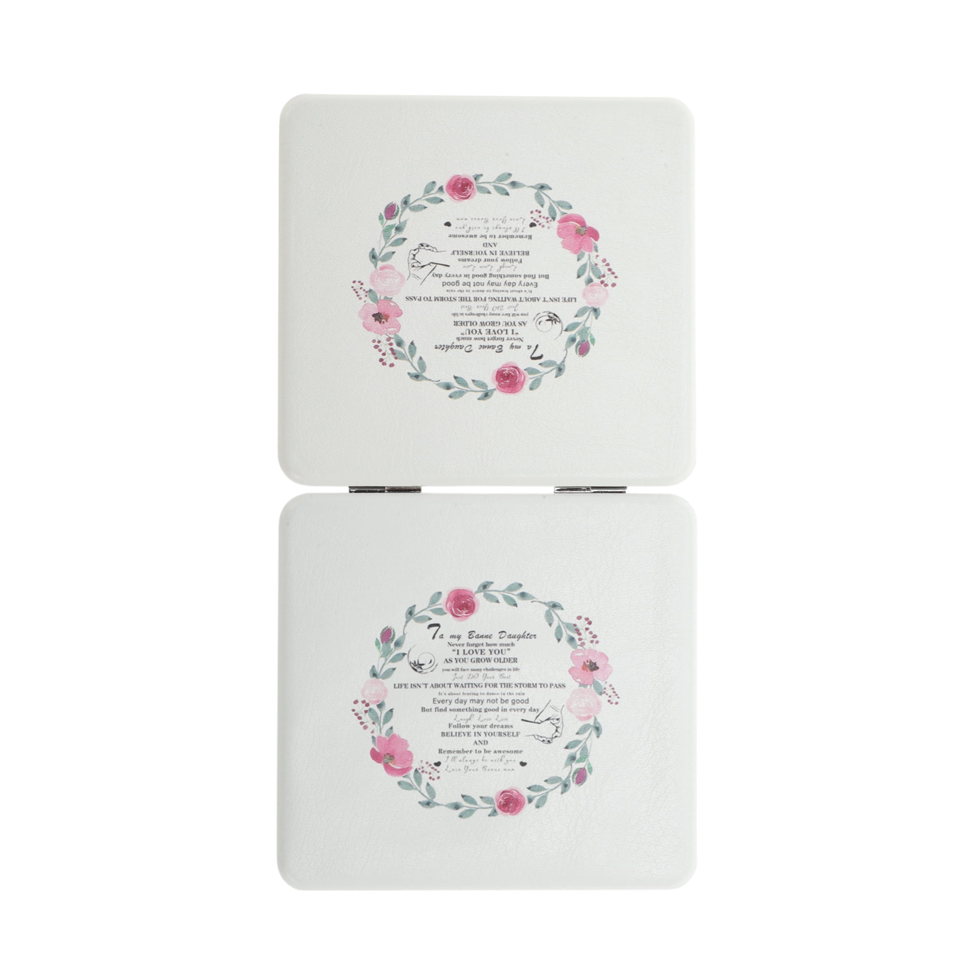 Unique Bargains Durable Square Shape Handheld Mirror for Travel White 1 Pc