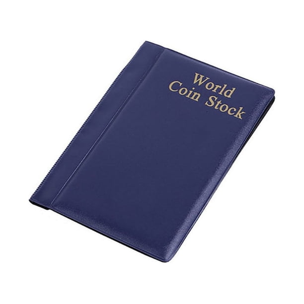 Naiovety Libro de almacenamiento de billetes, carpeta de monedas portátil, contenedor de páginas conmemorativas profesionales, capacidad negra Almacenamiento y organización del hogar Azul