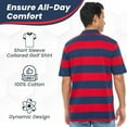 thumbnail image 4 of BAAZ Men's Striped Cotton Pique Polo, Navy-Red, X-Large, 4 of 6